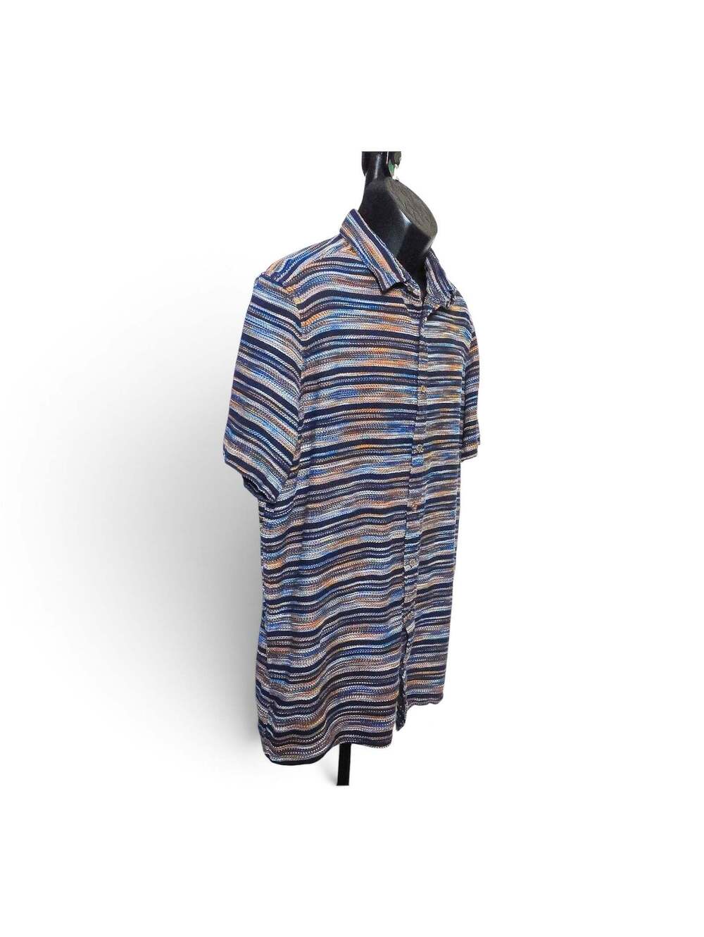 ROWM Striped Button-Up Shirt XLT Blue Multicolor